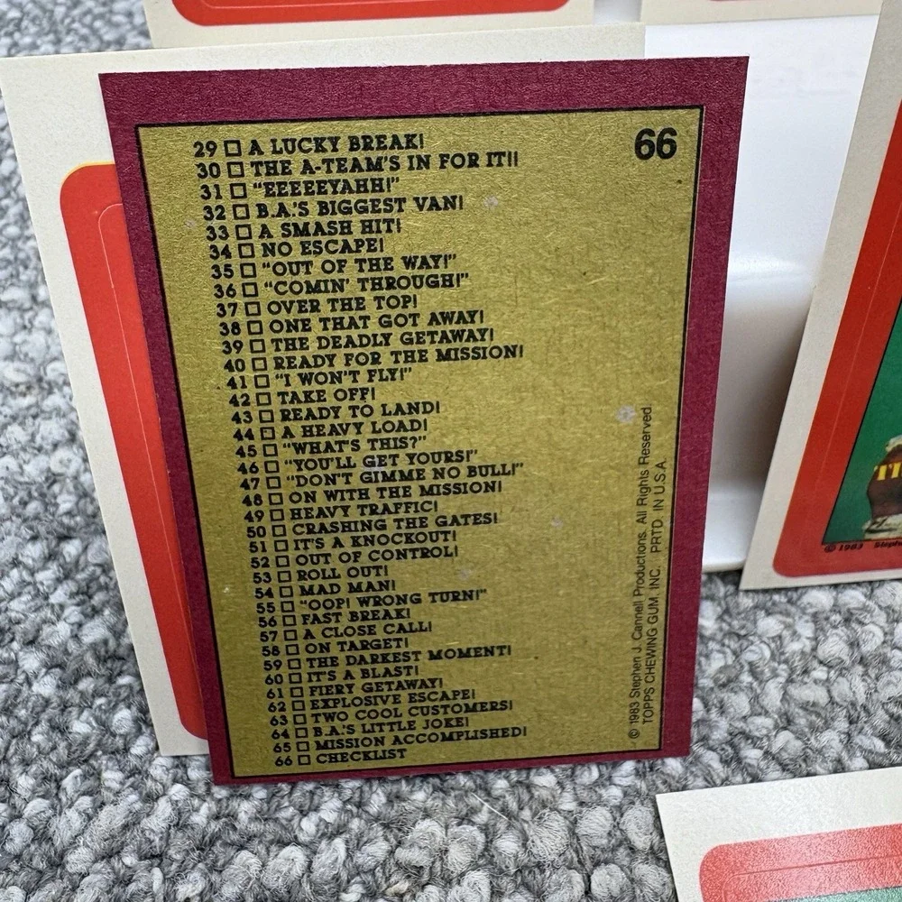 1983‎ Topps A-Team Trading Cards VTG Complete 66 Base Card Set